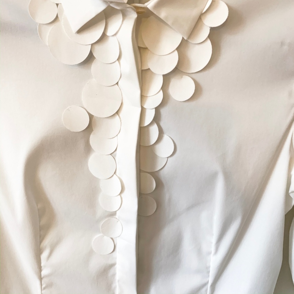 NWT AKRIS PUNTO White Embellish Button Down Blouse - Picture 3 of 5